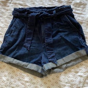 Express High Rise Dark Denim Shorts